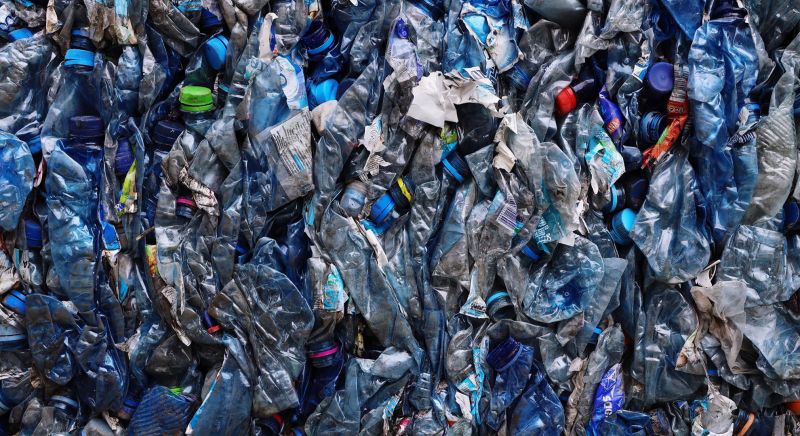 crushed plastic waiting to be recycled