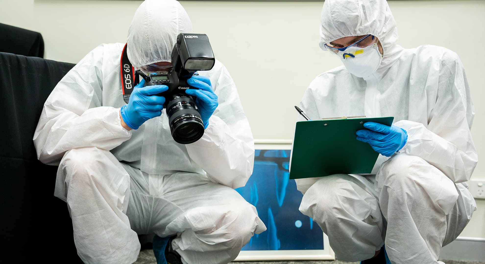 Two people at a crime scene